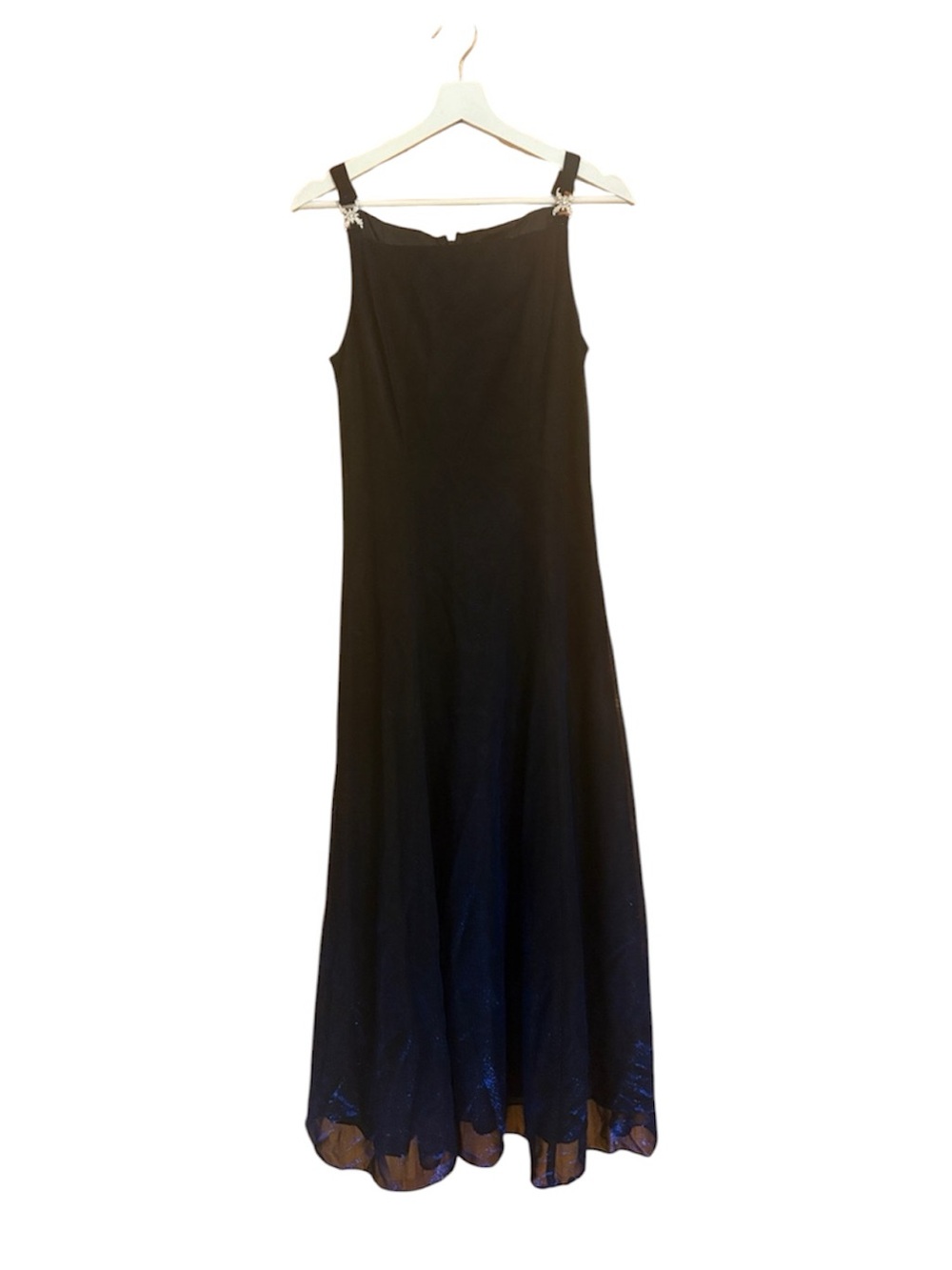 Vintage 90s Betsy & Adam Blue Glitter Prom Dress Size 8